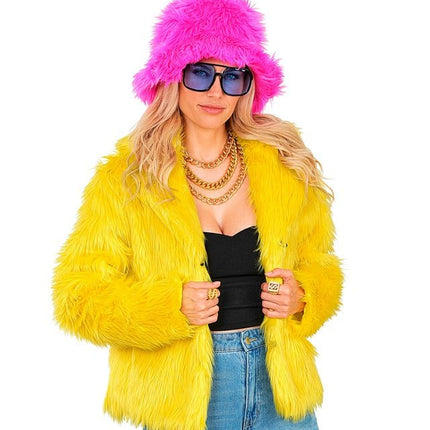 Bontjas Pluche Dames Geel van Widmann koop je bij Partywinkel