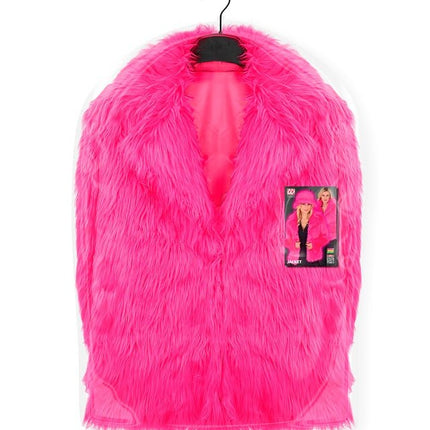 Bontjas Pluche Dames Neon Roze van Widmann koop je bij Partywinkel