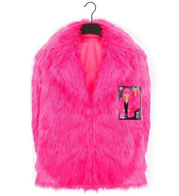 Bontjas Pluche Dames Neon Roze van Widmann koop je bij Partywinkel