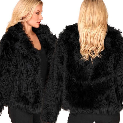 Bontjas Pluche Dames Zwart van Widmann koop je bij Partywinkel