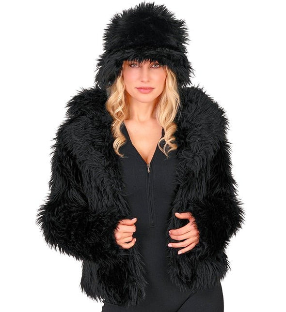 Bontjas Pluche Dames Zwart van Widmann koop je bij Partywinkel
