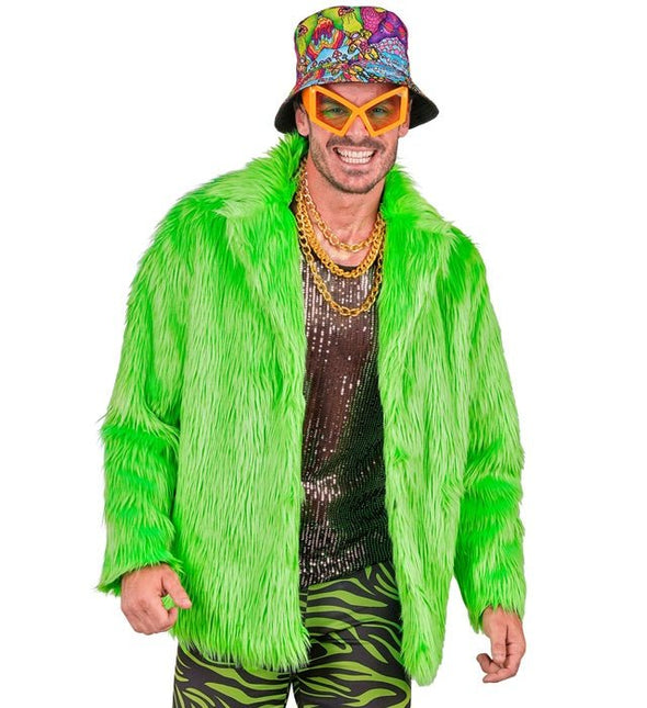 Bontjas Pluche Neon Groen van Widmann koop je bij Partywinkel