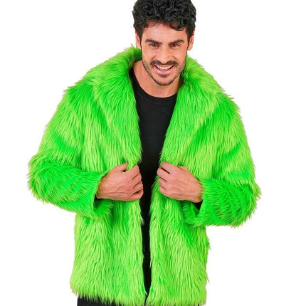 Bontjas Pluche Neon Groen van Widmann koop je bij Partywinkel