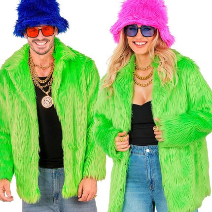 Bontjas Pluche Neon Groen van Widmann koop je bij Partywinkel