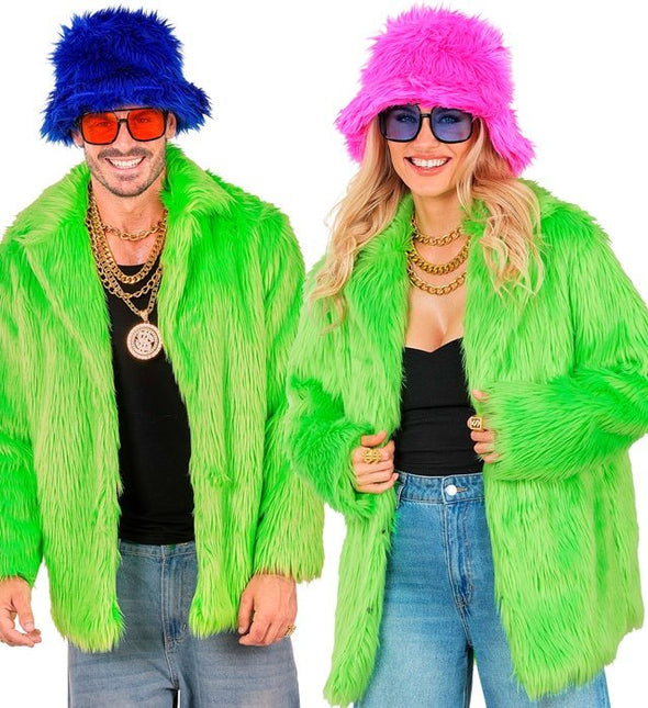 Bontjas Pluche Neon Groen van Widmann koop je bij Partywinkel
