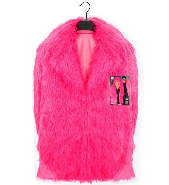 Bontjas Pluche Neon Roze van Widmann koop je bij Partywinkel