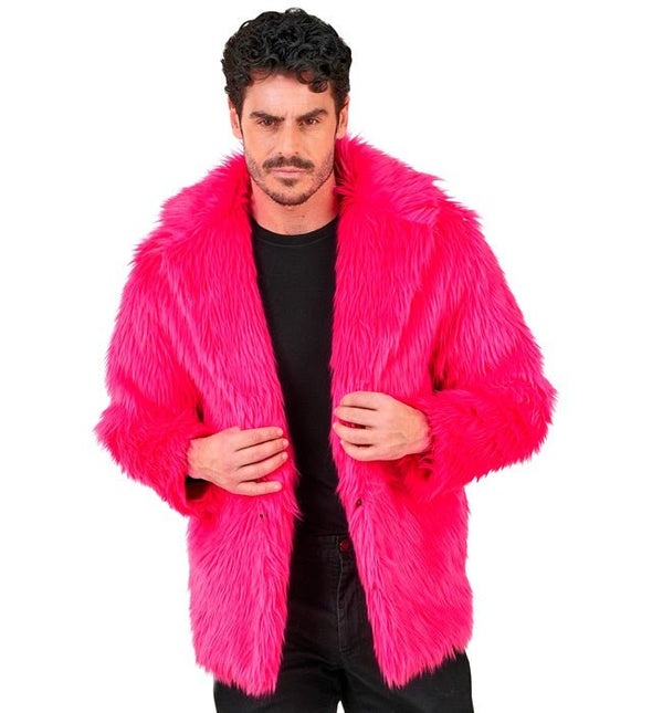 Bontjas Pluche Neon Roze van Widmann koop je bij Partywinkel