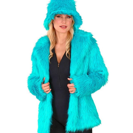 Bontjas Pluche Turquoise van Widmann koop je bij Partywinkel