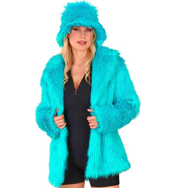 Bontjas Pluche Turquoise van Widmann koop je bij Partywinkel