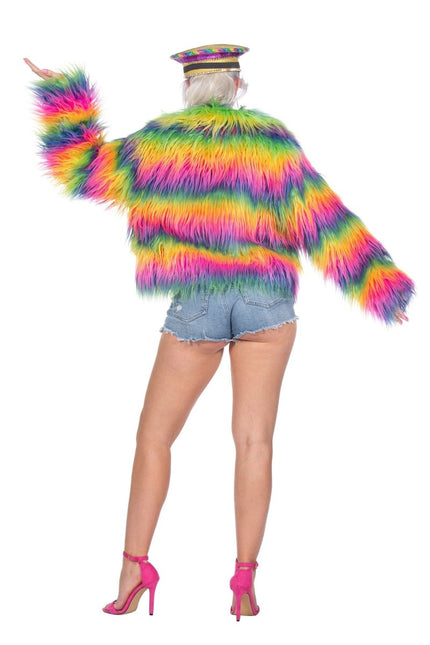 Regenboog Bontjas Dames van Wilbers & Wilbers koop je bij Partywinkel