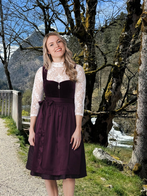 Bordeaux Rode Dirndl Jurk Oktoberfest 2 delig van Haus Huberts koop je bij Partywinkel