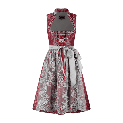 Bordeaux Rode Dirndl Jurk Oktoberfest Dames Kant 2 delig van Haus Huberts koop je bij Partywinkel