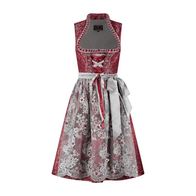Bordeaux Rode Dirndl Jurk Oktoberfest Dames Kant 2 delig van Haus Huberts koop je bij Partywinkel