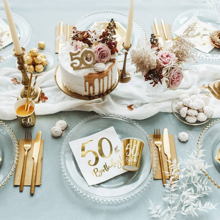 Borden 50 Jaar Goud 20cm 6st van Partydeco koop je bij Partywinkel