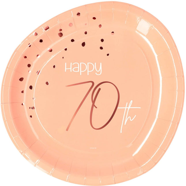 Borden 70 Jaar Rose Goud 23cm 8st van Folat koop je bij Partywinkel