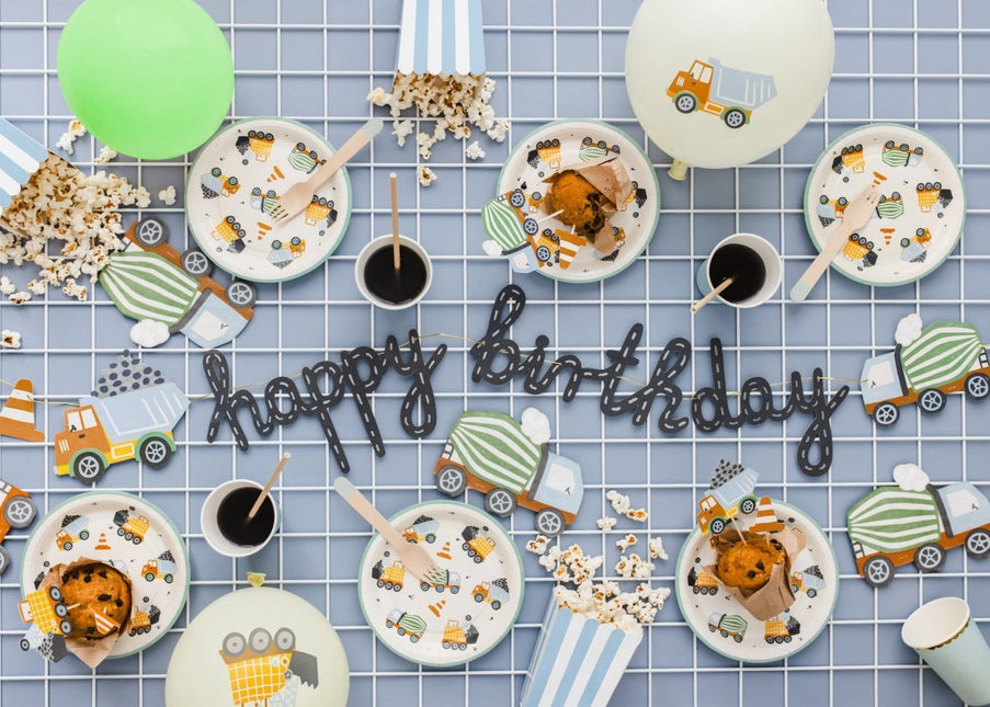 Borden Bouwvoertuigen 18cm 6st van Partydeco koop je bij Partywinkel