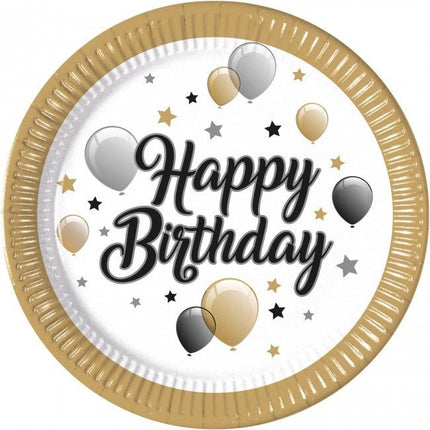 Borden Happy Birthday 23cm 8st van Procos koop je bij Partywinkel