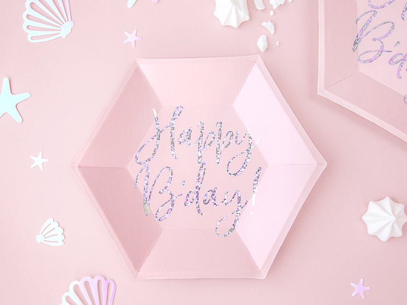Borden Happy Birthday Lichtoze 20cm 6st van Partydeco koop je bij Partywinkel