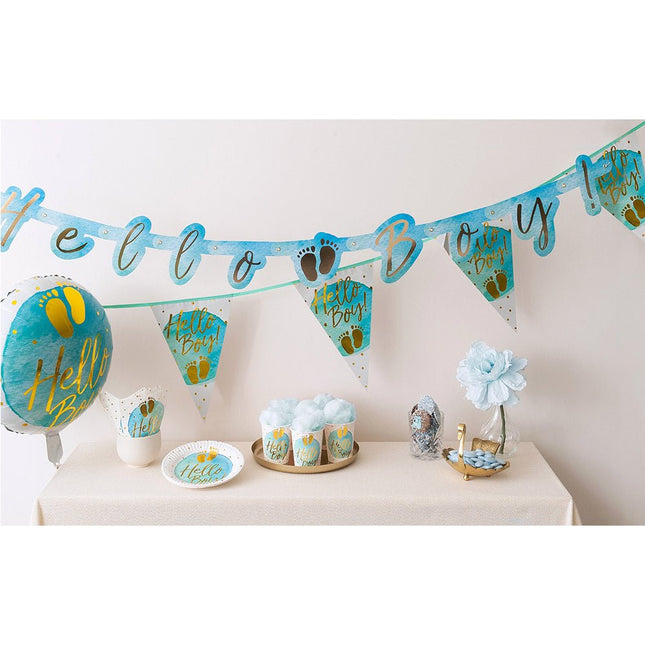 Borden Hello Boy Papier 23cm 10st van Boland koop je bij Partywinkel