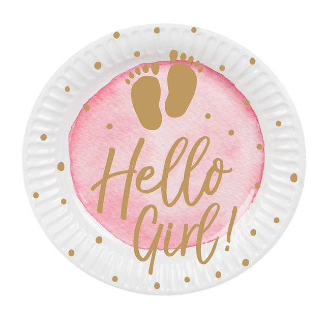 Borden Hello Girl Papier 23cm 10st van Boland koop je bij Partywinkel
