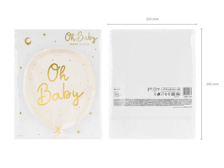 Borden Oh Baby 22cm 6st van Partydeco koop je bij Partywinkel
