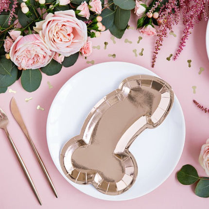 Borden Piemel Rose Goud 26,5cm 6st van Partydeco koop je bij Partywinkel