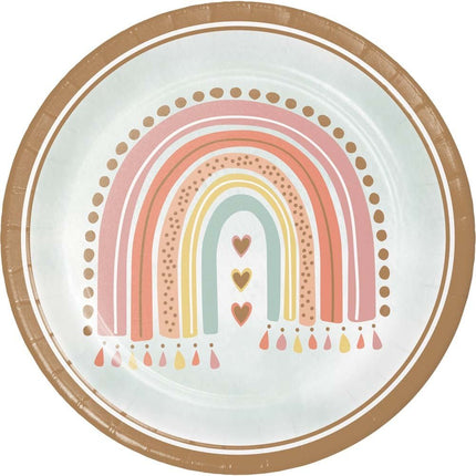 Borden Regenboog Papier 23cm 8st van Creative Converting koop je bij Partywinkel