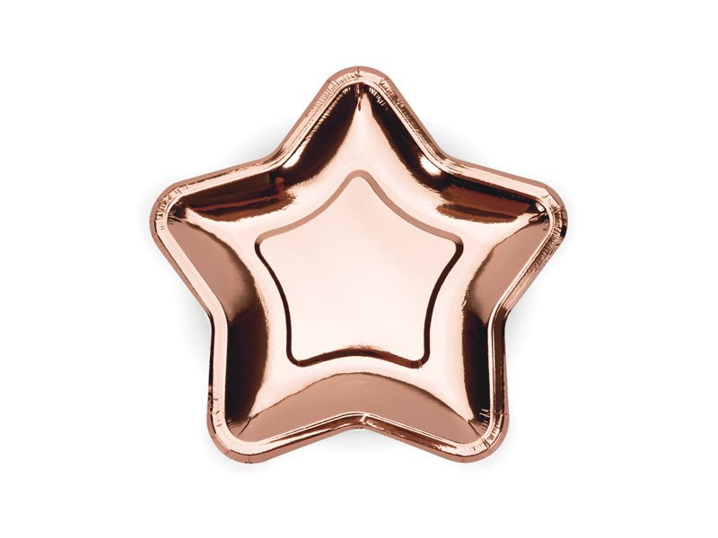 Borden Ster Rose Goud 18cm 6st van Partydeco koop je bij Partywinkel