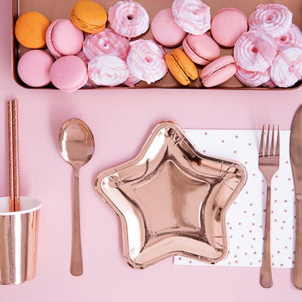 Borden Ster Rose Goud 18cm 6st van Partydeco koop je bij Partywinkel