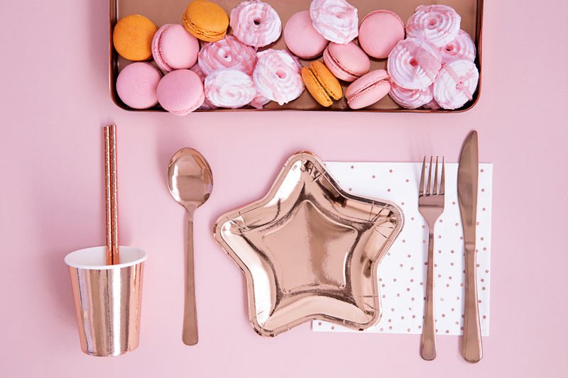 Borden Ster Rose Goud 18cm 6st van Partydeco koop je bij Partywinkel