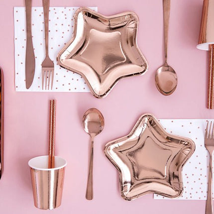 Borden Ster Rose Goud 18cm 6st van Partydeco koop je bij Partywinkel