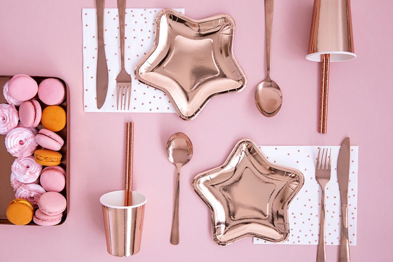 Borden Ster Rose Goud 18cm 6st van Partydeco koop je bij Partywinkel