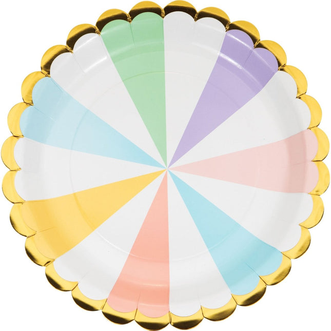 Borden Strepen Pastel 23cm 8st van Creative Converting koop je bij Partywinkel