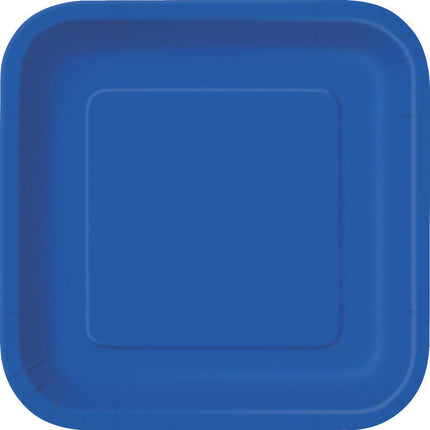 Borden Vierkant Blauw 23cm 14st van Unique koop je bij Partywinkel