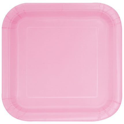 Borden Vierkant Lichtroze 23cm 14st van Unique koop je bij Partywinkel