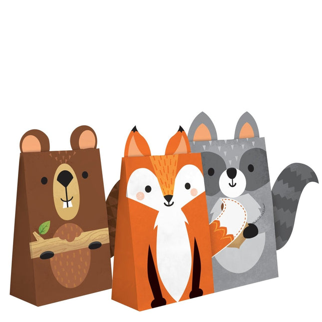 Bosdieren Uitdeelzakjes 20cm 8st van Creative Converting koop je bij Partywinkel
