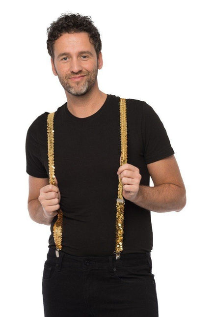 Bretels Paillet Goud - Breedte 2,5 cm van Partychimp koop je bij Partywinkel