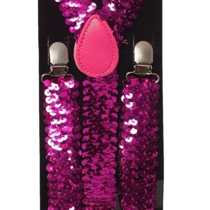 Bretels Pailletten Fuchsia van Partychimp koop je bij Partywinkel