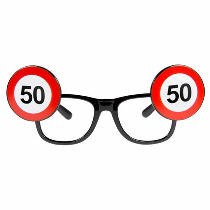 Bril 50 Jaar Verkeersbord van Folat koop je bij Partywinkel