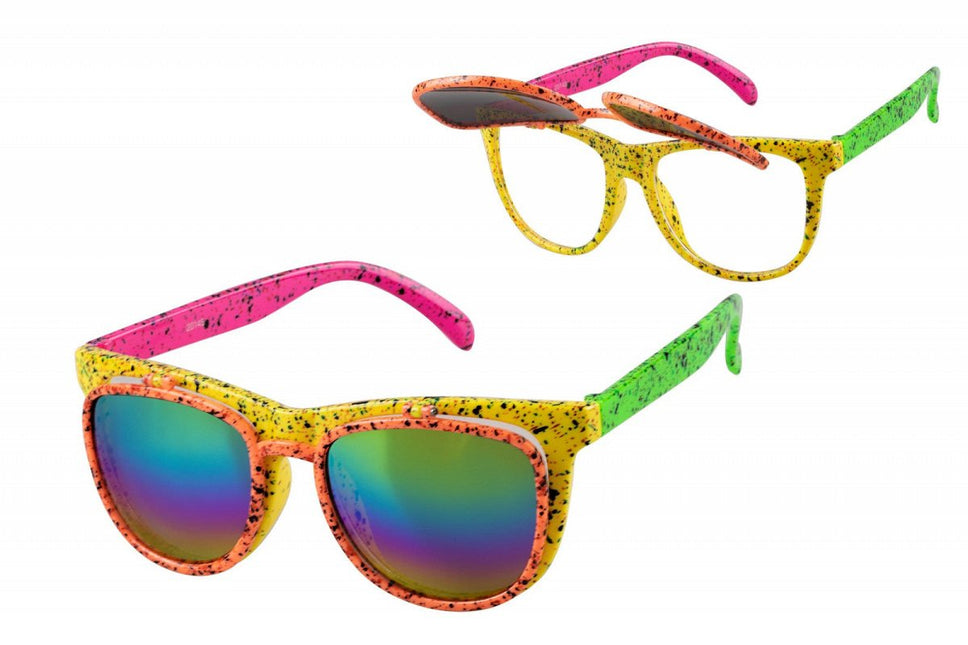 Neon 80S Bril Hologram Met Klep van Wilbers & Wilbers koop je bij Partywinkel
