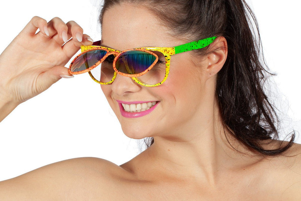 Neon 80S Bril Hologram Met Klep van Wilbers & Wilbers koop je bij Partywinkel