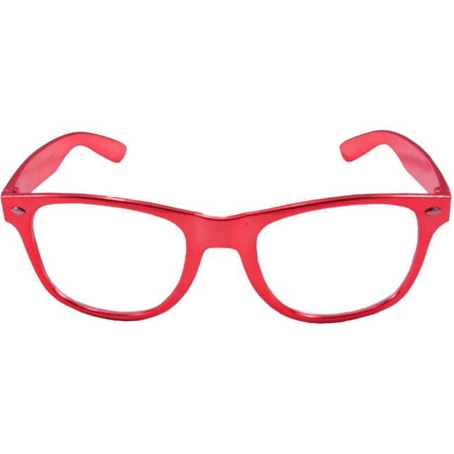 Bril Metallic Rood van Folat koop je bij Partywinkel
