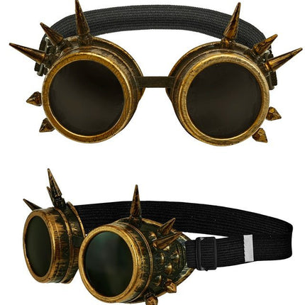 Bril Steampunk Antiek Goud Gespijkerd van Widmann koop je bij Partywinkel