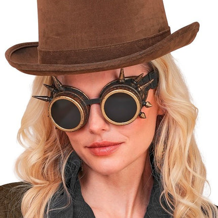Bril Steampunk Antiek Goud Gespijkerd van Widmann koop je bij Partywinkel