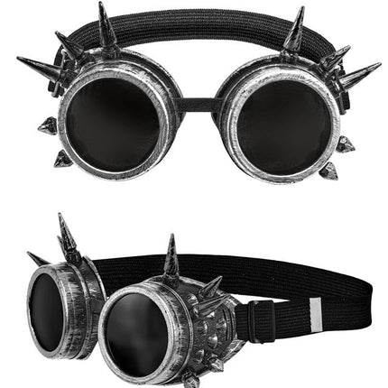 BRIL STEAMPUNK ANTIEK ZILVER GESPIJKERD van Widmann koop je bij Partywinkel