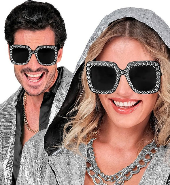 BRIL ZWART MET STRASS van Widmann koop je bij Partywinkel