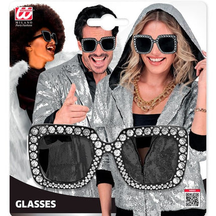 BRIL ZWART MET STRASS van Widmann koop je bij Partywinkel