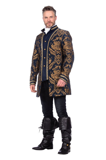 Blauw Gouden Jas Heren Brokaat van Wilbers & Wilbers koop je bij Partywinkel