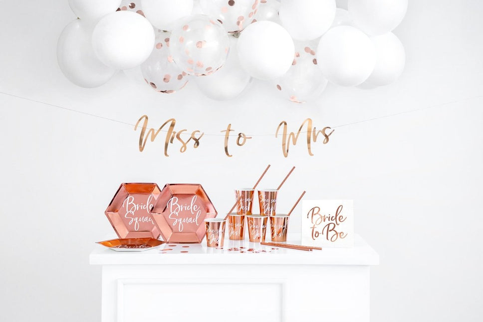Bruiloft Slinger Miss to Mrs, Rose Goud 76cm van Partydeco koop je bij Partywinkel