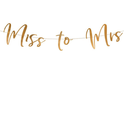 Bruiloft Slinger Miss to Mrs, Rose Goud 76cm van Partydeco koop je bij Partywinkel